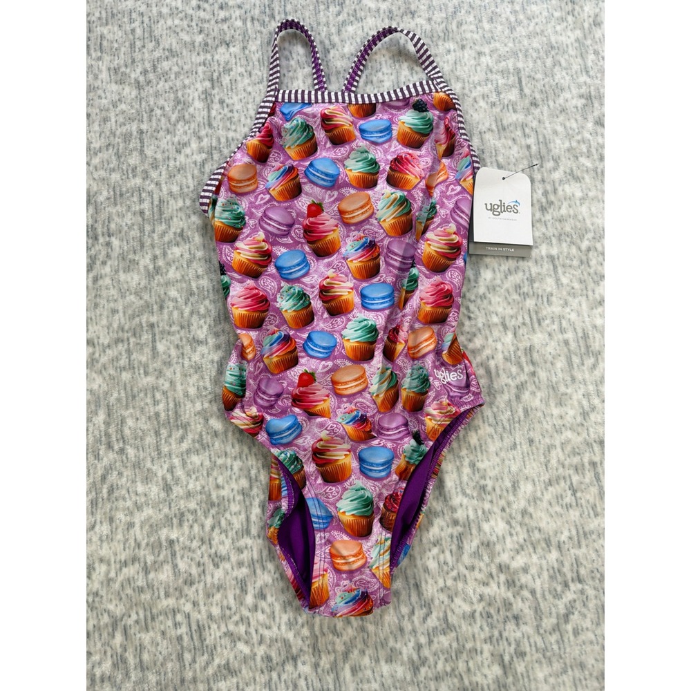 Dolfin Uglies Womens Cupcake Macaron Print One Pc Swimsuit 32‎ DS0510C35D Purple